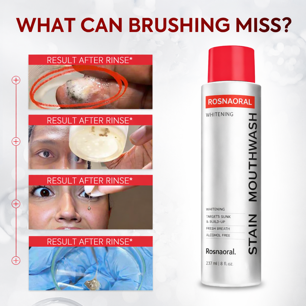 Advanced Stain-Lifting Whitening Mouthwash: Visible Debris Removal & Fresh Breath