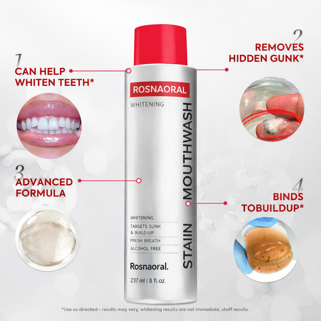Advanced Stain-Lifting Whitening Mouthwash: Visible Debris Removal & Fresh Breath